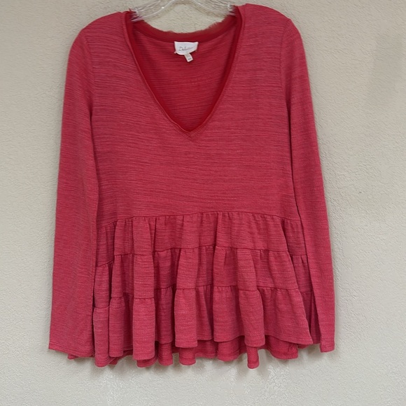 Anthropologie Deletta womans boho Tiered Long Sleeve Top Size M - Picture 2 of 6